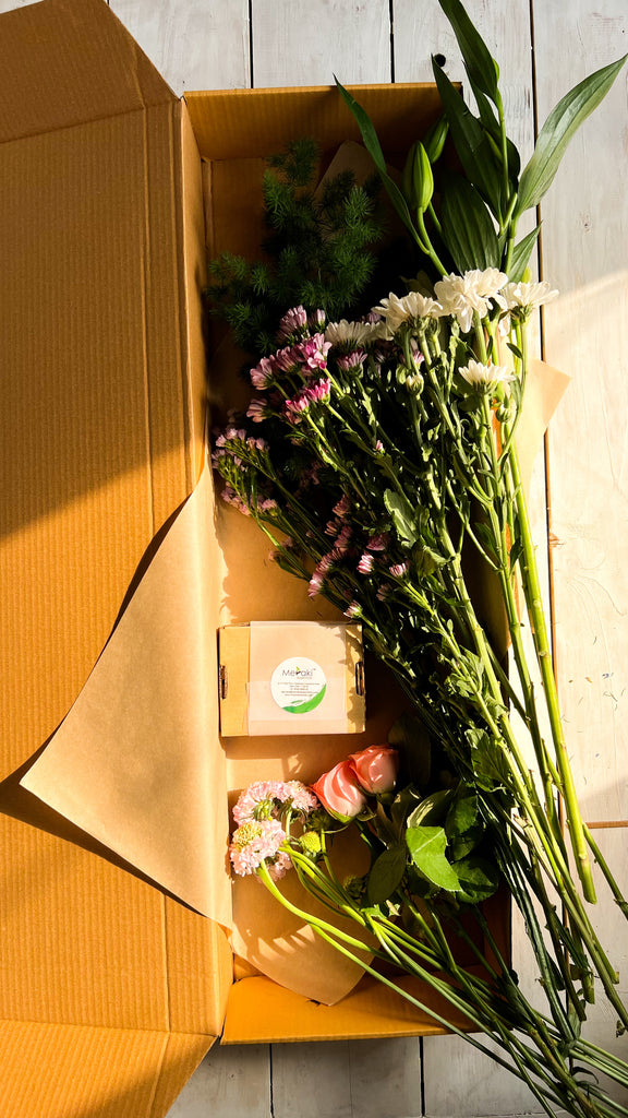 Self Care Hamper - Fortnight Subscription of Fresh Flowers, Handmade Cold Processed Soap & Essential Oils