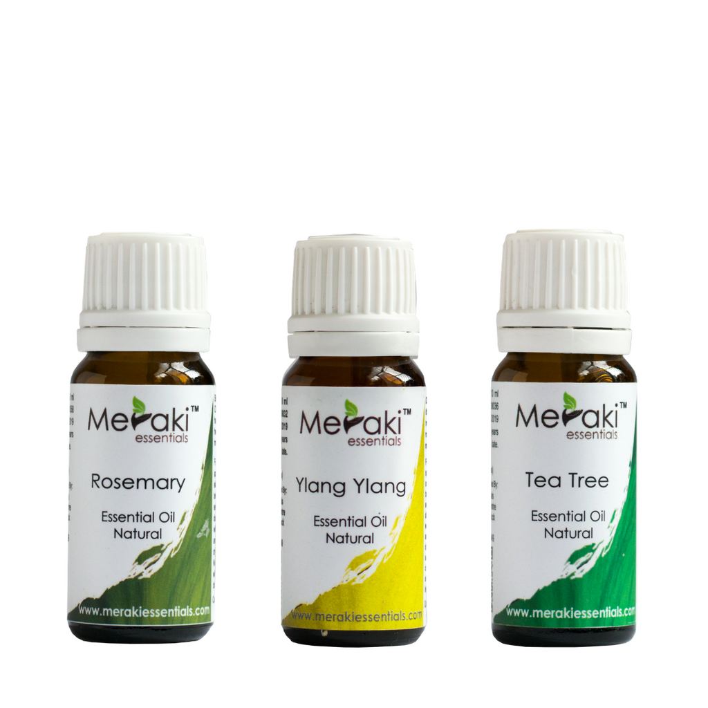 Strong Hair Combo - Rosemary Essential Oil (10 ml), Tea Tree Essential Oil (10 ml) & Ylang Ylang Essential Oil (10 ml)