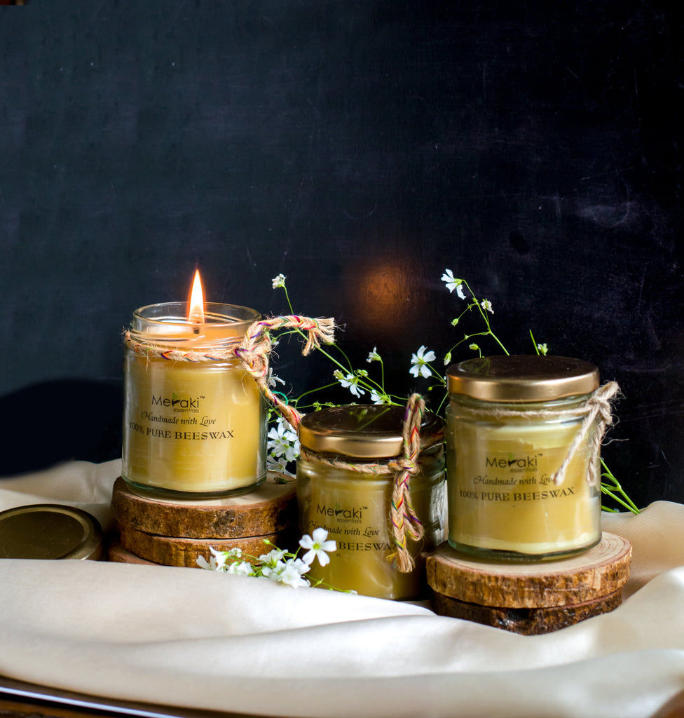 Beeswax100% Natural , Hand-poured Beeswax Candle, Enhanced With