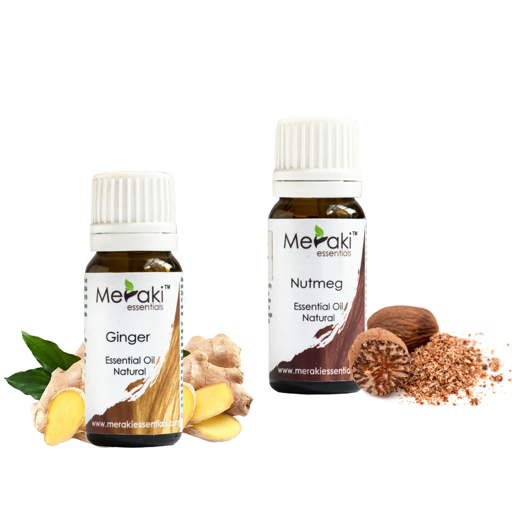 Pain Soothing Combo - Pure Nutmeg Essential Oil (10 ml) & Ginger Essential Oil (10 ml)