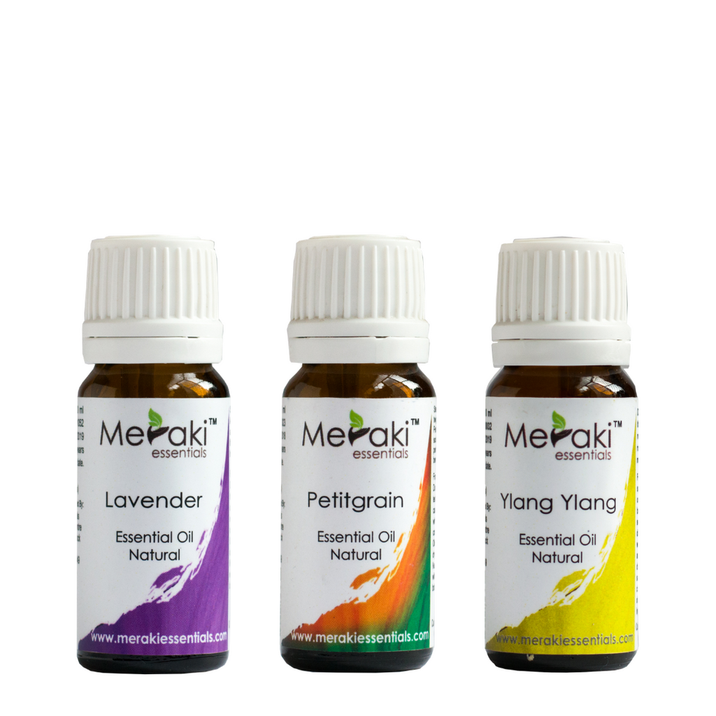 Stress Relieving Combo - Lavender Essential Oil (10 ml), Petitgrain Essential Oil (10 ml) & Ylang Ylang Essential Oil (10 ml)